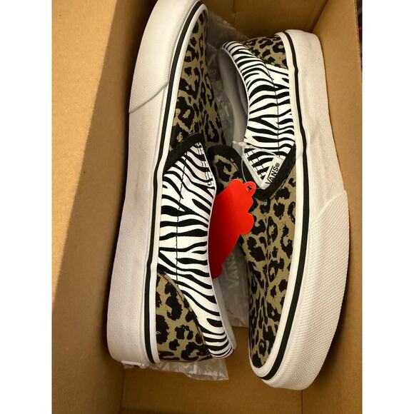 NEW Vans Classic Slip-On Leopard Zebra 5.5Y / Women’s 7 VN0A4UH82JK Shoes - Picture 7 of 8